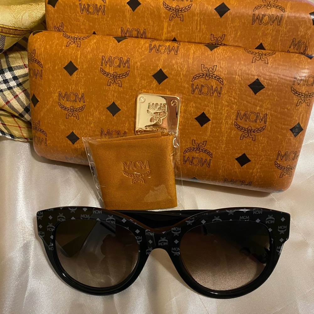 MCM Black Monogram Round Sunglasses